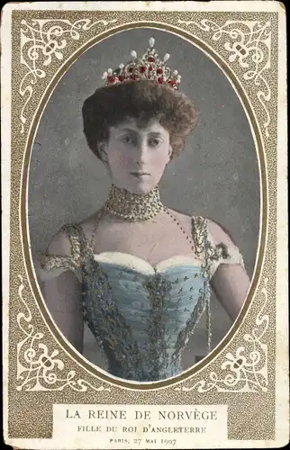 Passepartout Ak Königin Maud von Norwegen