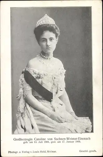 Ak Großherzogin Caroline von Sachsen Weimar Eisenach