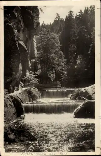 Ak Děčín Tetschen an der Elbe Region Aussig, Ceske Svycarsko, souteska J. Durise