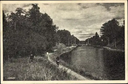 Ak Vääksy Finnland, Uferweg, Radfahrer