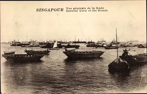 Ak Singapore Singapur, La Rade, Hafen, Boote