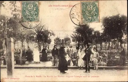 Ak Ain Temouchent Algerien, Place de la Mairie, Le Marche aux Herbes