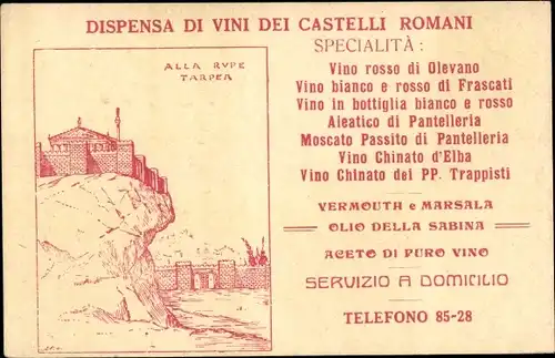 Ak Roma Rom Lazio, Alla Rupe Tarpea, Luigi Falcioni, Dispensa di Vini dei Castelli Romani