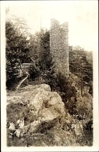 Foto Ak Seč Setsch Reg. Pardubice, Hrad Oheb, Burg, Ruine