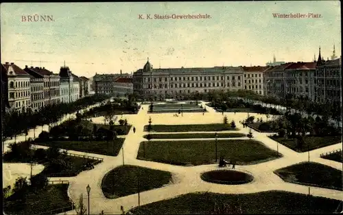Ak Brno Brünn Südmähren, K.K. Staatsgewerbeschule, Winterholler Platz