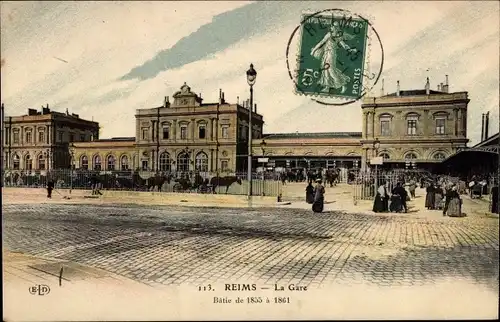 Ak Reims Marne, Bahnhof