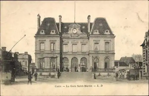 Ak Caen Calvados, La Gare Saint Martin