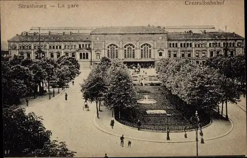 Ak Strasbourg Straßburg Elsass Bas Rhin, Zentralbahnhof