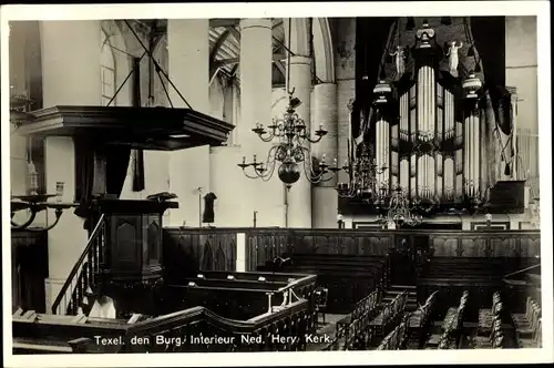 Ak Texel Nordholland Niederlande, de Burg. Interieur Ned. Herv. Kerk