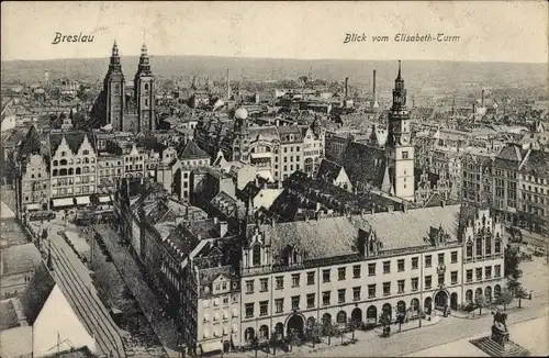 Ak Wrocław Breslau Schlesien, Blick vom Elisabeth Turm