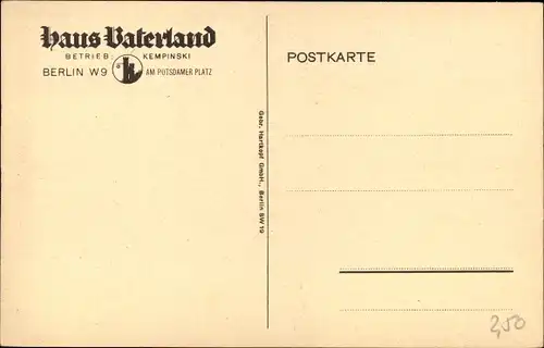Ak Berlin Tiergarten, Rheinterrasse des Haus Vaterland