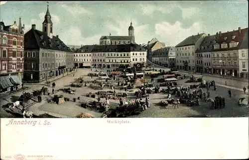 Ak Annaberg Buchholz Erzgebirge, Marktplatz