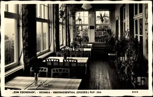 Ak Oberwiesenthal im Erzgebirge, Zum Eschenhof, Veranda