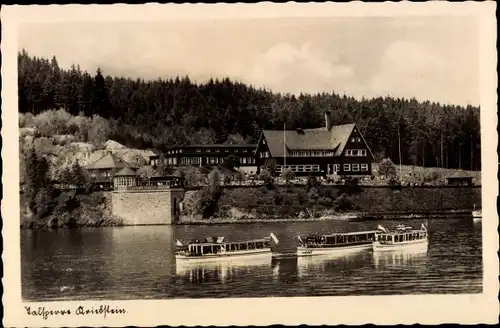 Ak Kriebstein Mittelsachsen, Zschopau Talsperre, Gaststätte, Motorboote