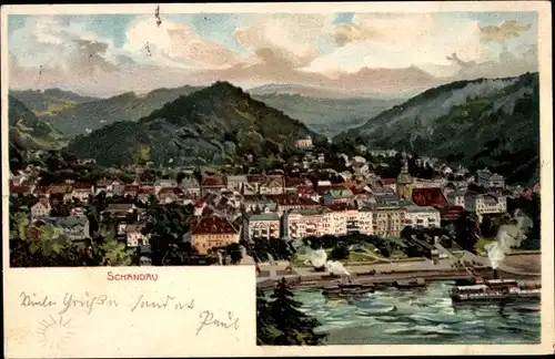 Litho Bad Schandau Sächsische Schweiz, Gesamtansicht