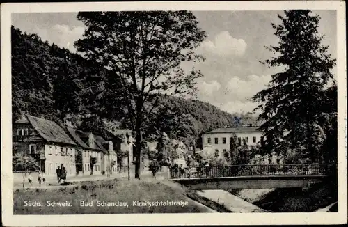 Ak Bad Schandau Sächsische Schweiz, Kirschnitzstalstraße, Brücke