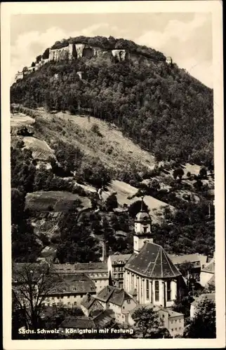 Ak Königstein an der Elbe Sächsische Schweiz, Ort und Festung, Kirche