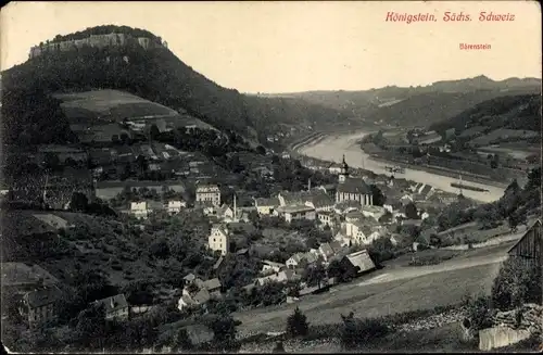 Ak Königstein an der Elbe Sächsische Schweiz, Bärenstein, Panorama