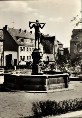 Ak Dohna in Sachsen, Marktplatz mit Marktbrunnen