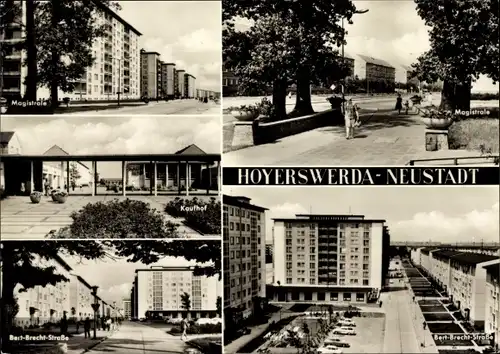 Ak Hoyerswerda in der Oberlausitz, Neustadt, Magistrale, Kaufhof, Bert-Brecht-Straße