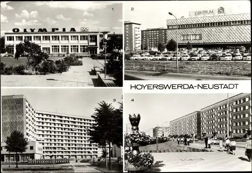 Ak Hoyerswerda in der Oberlausitz, HO Gaststätte Olympia, Centrum Warenhaus, Wohnkomplex VI, IX