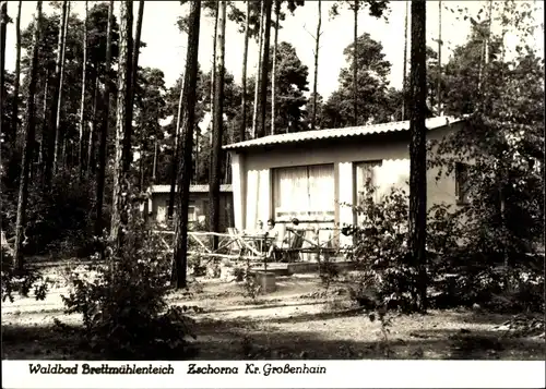 Ak Zschorna Thiendorf Sachsen, Waldbad Brettmühlenteich, Bungalow