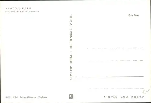 Ak Großenhain Sachsen, Berufsschule, Wandbild, Klosterruine