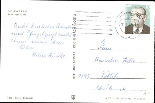 Ak Schwerin in Mecklenburg, Blick vom Dom, Arsenal