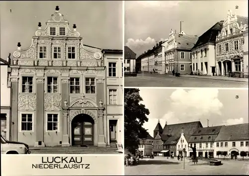 Ak Luckau in der Niederlausitz, Internat, Marktplatz, Karl Liebknecht Denkmal