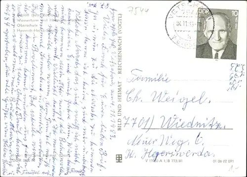 Ak Vetschau im Spreewald, Schloss, Wasserturm, Hermann Matern Oberschule, Heinrich-Heine-Straße