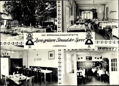 Ak Lübbenau im Spreewald, HO Spreewaldgaststätte zum grünen Strand der Spree