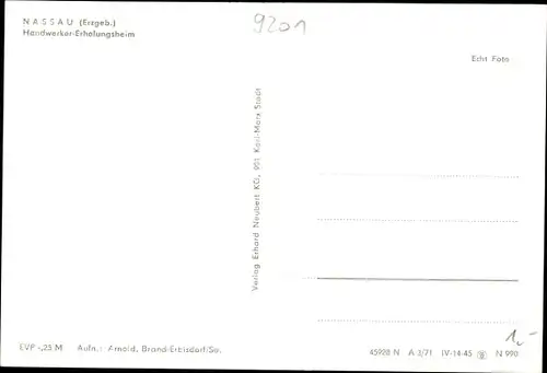 Ak Nassau Frauenstein im Erzgebirge, Handwerker-Erholungsheim, Außenansicht