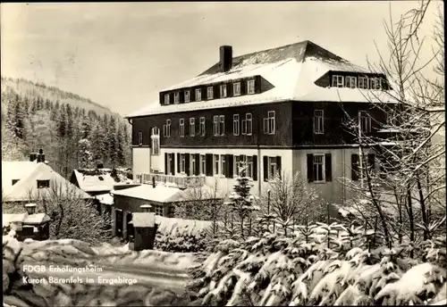 Ak Bärenfels Altenberg im Erzgebirge, FDGB Erholungsheim, Winter, Schnee