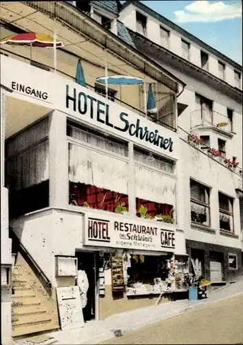 Ak Kamp Bornhofen am Rhein, Hotel Schreiner, Eingang