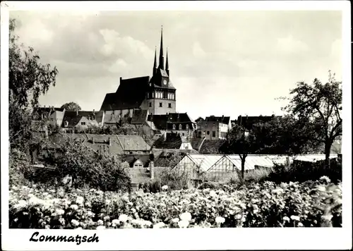 Ak Lommatzsch in Sachsen, Teilansicht mit Kirche