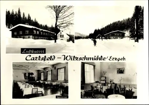 Ak Carlsfeld Eibenstock im Erzgebirge, Wiltzschmühle, Ferienheim Martin Andersen Nexö, Winter