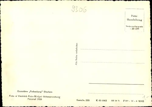 Ak Elterlein im Erzgebirge, Gasthaus Finkenburg