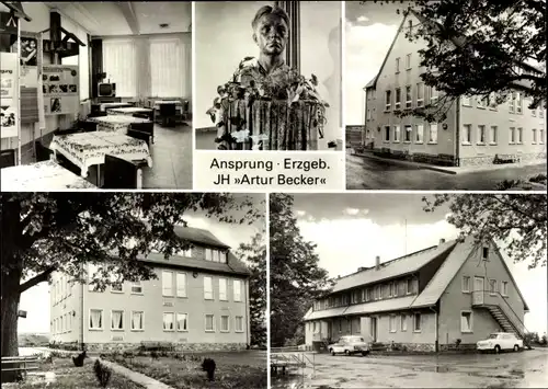 Ak Ansprung Marienberg im Erzgebirge, JH Artur Becker, Büste, Außenansichten, Speisesaal