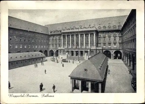 Ak Barmen Wuppertal, Rathaus, Innenhof