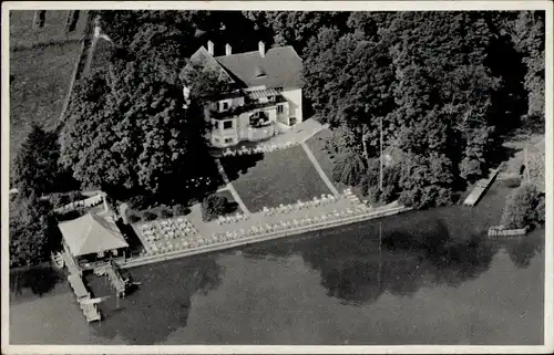 Ak Bernried in Niederbayern, Fliegeraufnahme, Strandkaffee Herrmann am Starnberger See