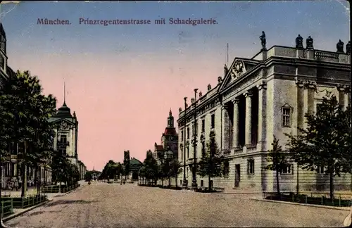 Ak München, Prinzregentenstraße mit Schackgalerie