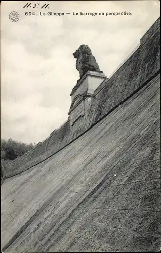 Ak Jalhay Wallonien Lüttich, Barrage de Gileppe, Löwe