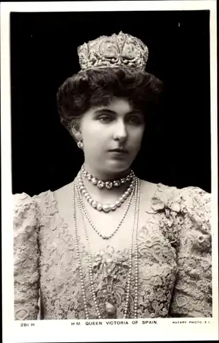 Ak H.M. Queen Victoria of Spain, Portrait