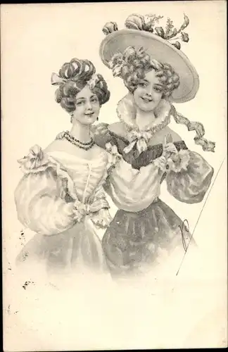 Ak Zwei junge elegante Frauen