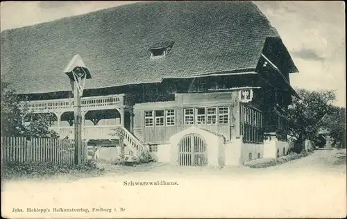 Ak Schwarzwaldhaus, Wegekreuz