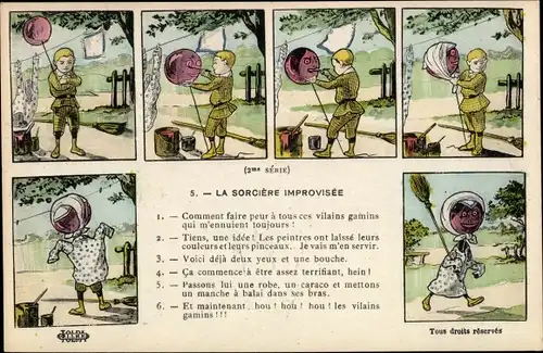 Ak La Sorciere Improvisee, Junge verkleidet sich