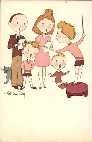 Künstler Ak Foy, Andre, Singende Kinder und Eltern