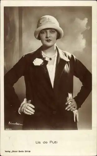 Ak Schauspielerin Lia de Putti mit Hut, Ross 868/4