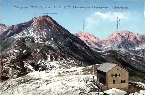 Ak Steeg in Tirol, Stuttgarter Hütte DAV Sektion Schwaben auf dem Krabachjoch