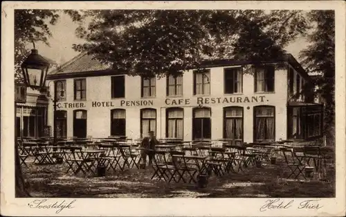 Ak Soestdijk Utrecht Niederlande, Hotel Trier, Außenterrasse